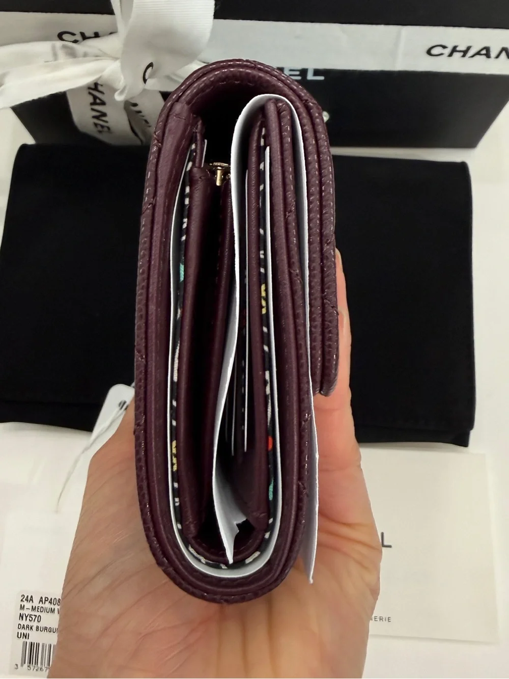 Chanel 24A Medium Wallet in Dark Burgundy